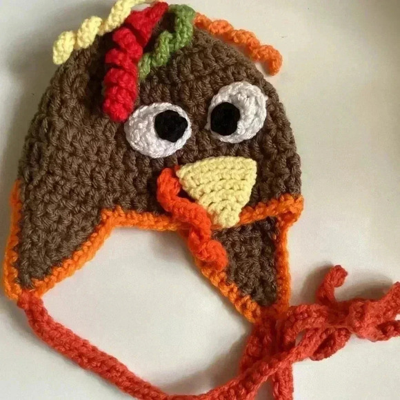 New Handmade crochet / knit baby Turkey hat Beanie - Picture 5 of 9